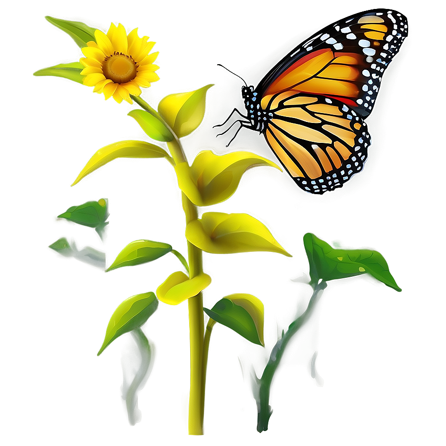 Sunflower And Butterfly Png 05032024