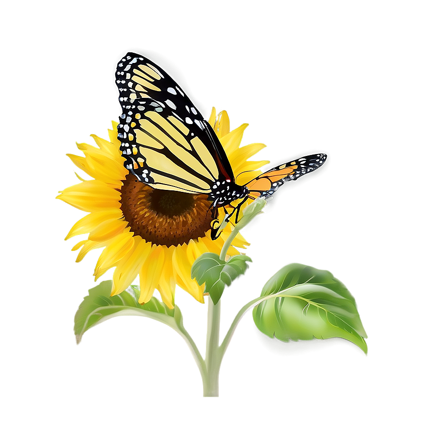 Sunflower And Butterfly Png 05032024