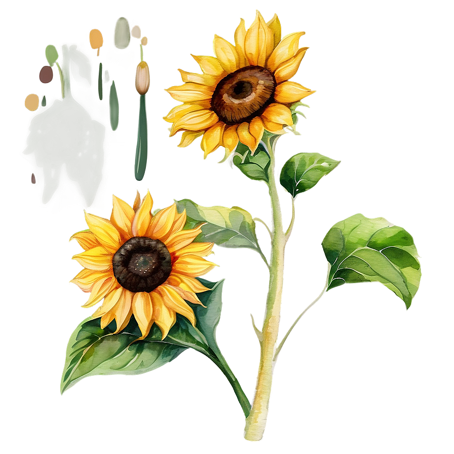 Sunflower Watercolor Illustration Png Jfa36