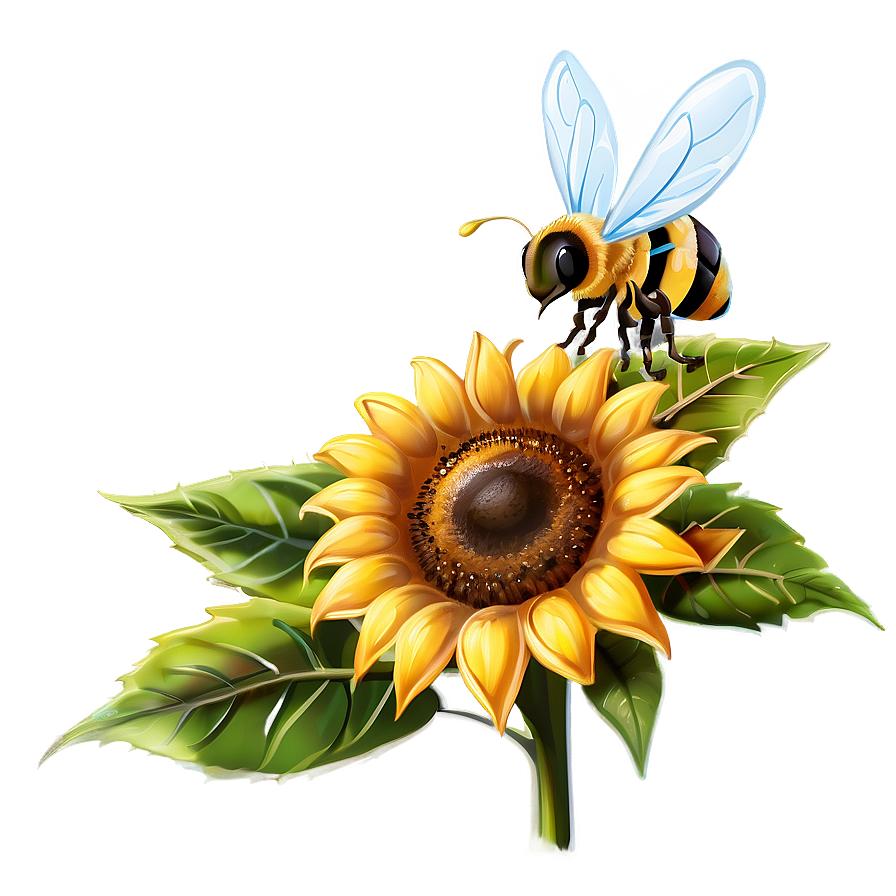 Sunflower With Bee Hive Png 8