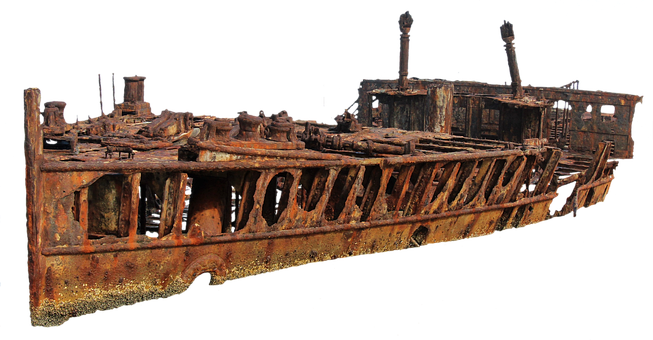 Sunken Shipwreck Rusty Hull