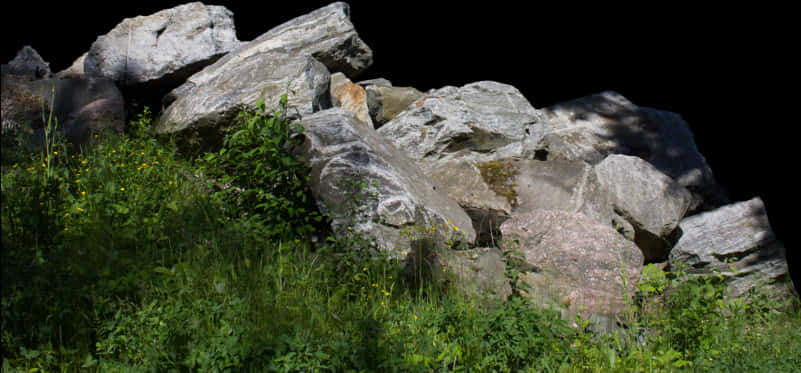 Sunlit Boulder Pile Nature Scene