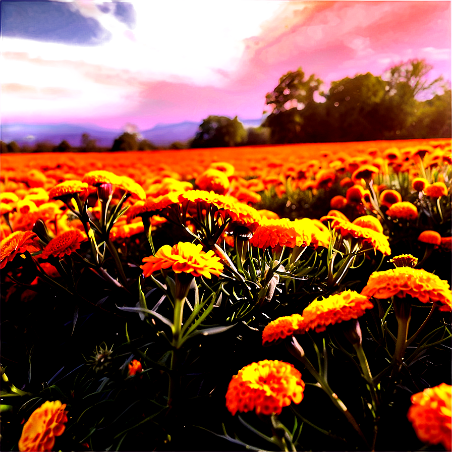 Sunny Marigold Field Png 06132024