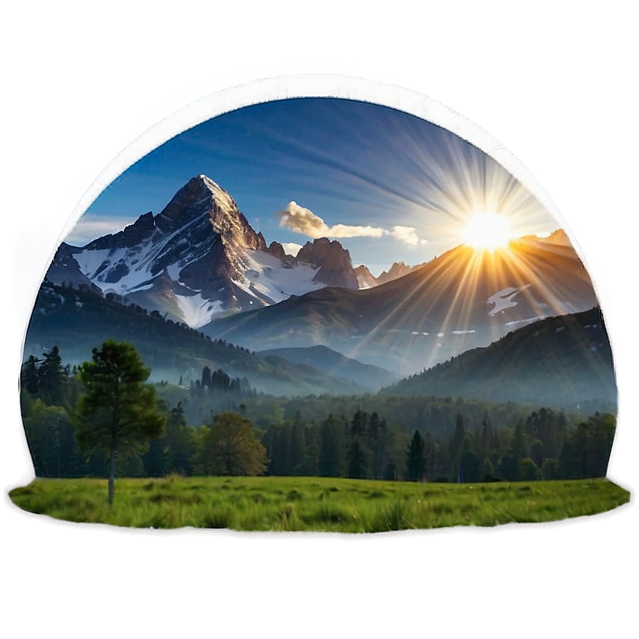 Sunrays And Mountains Landscape Png Edb65