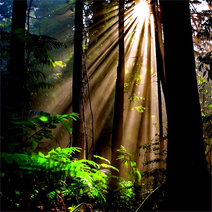 Sunrays In Misty Forest Png 22