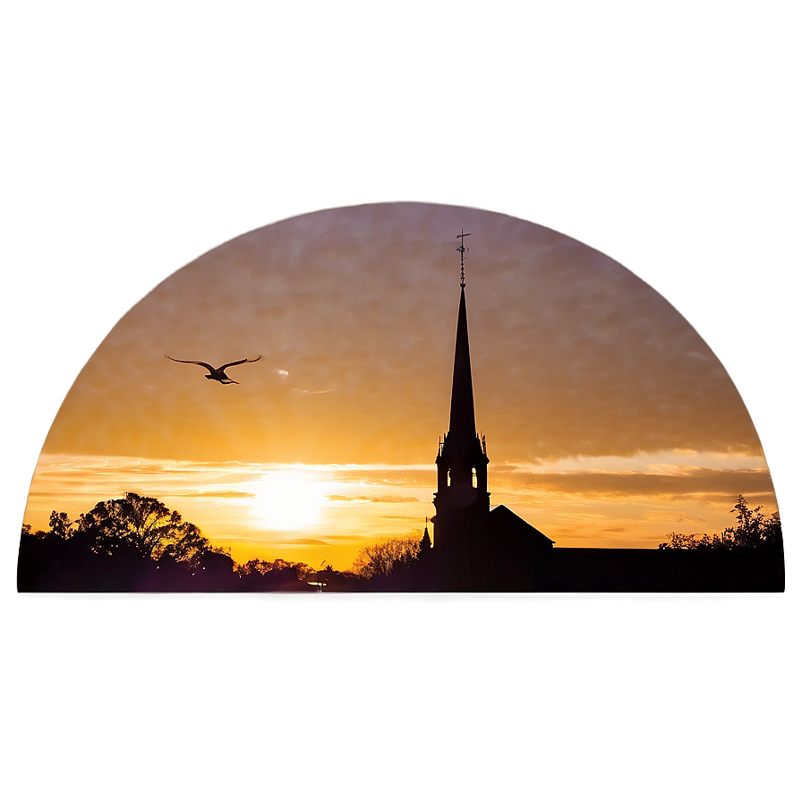 Sunset Behind Church Silhouette Png Yox92