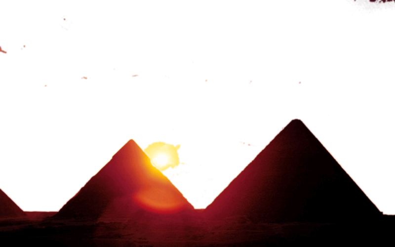 Sunset Behind Pyramids