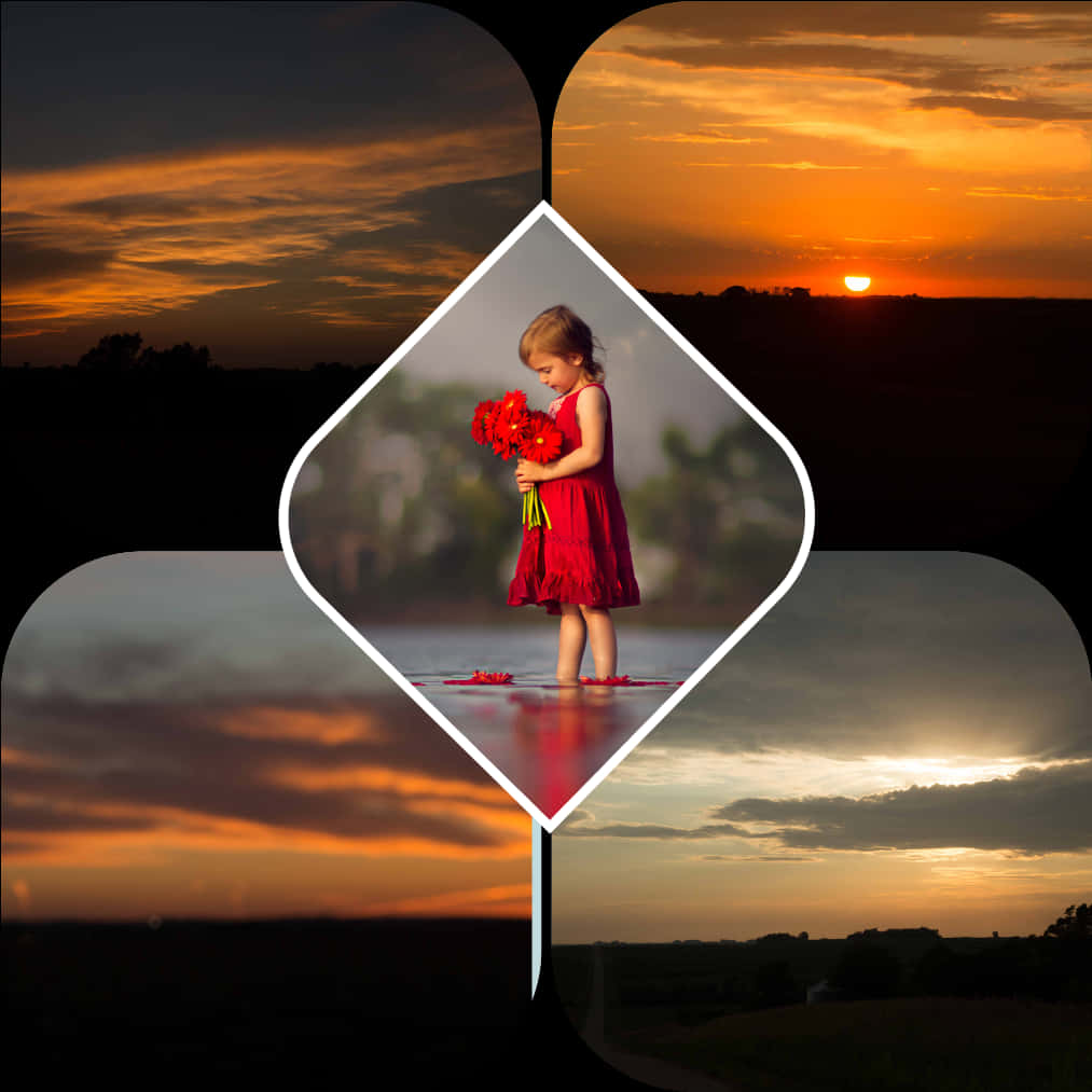 Sunset Clover Child Sky Collage