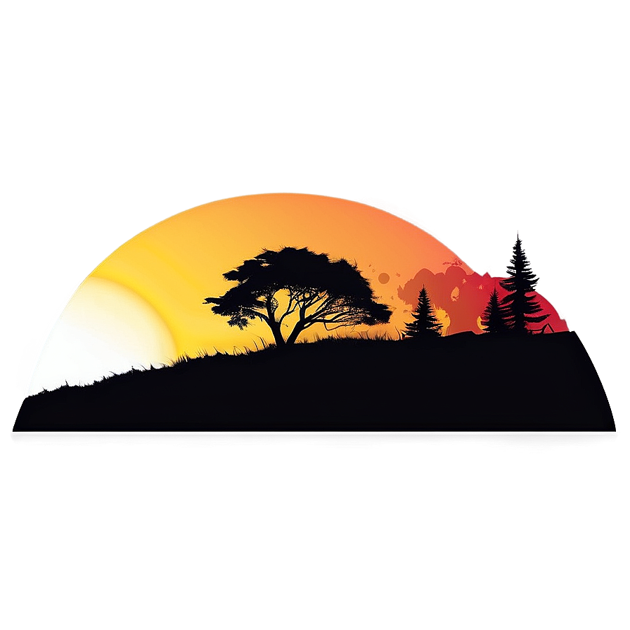 Sunset Forest Silhouette Png Far