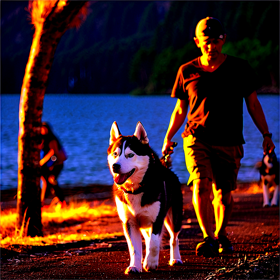 Sunset Husky Walk Png 06112024