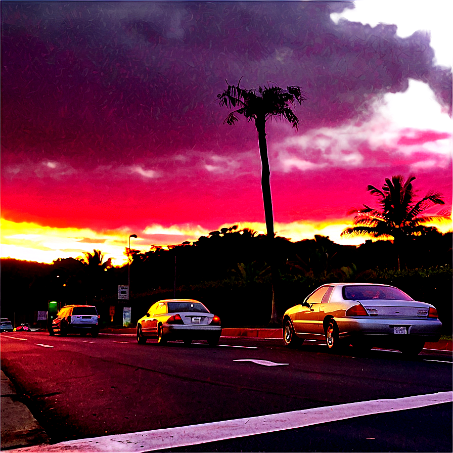 Sunset On City Street Png Dxe62