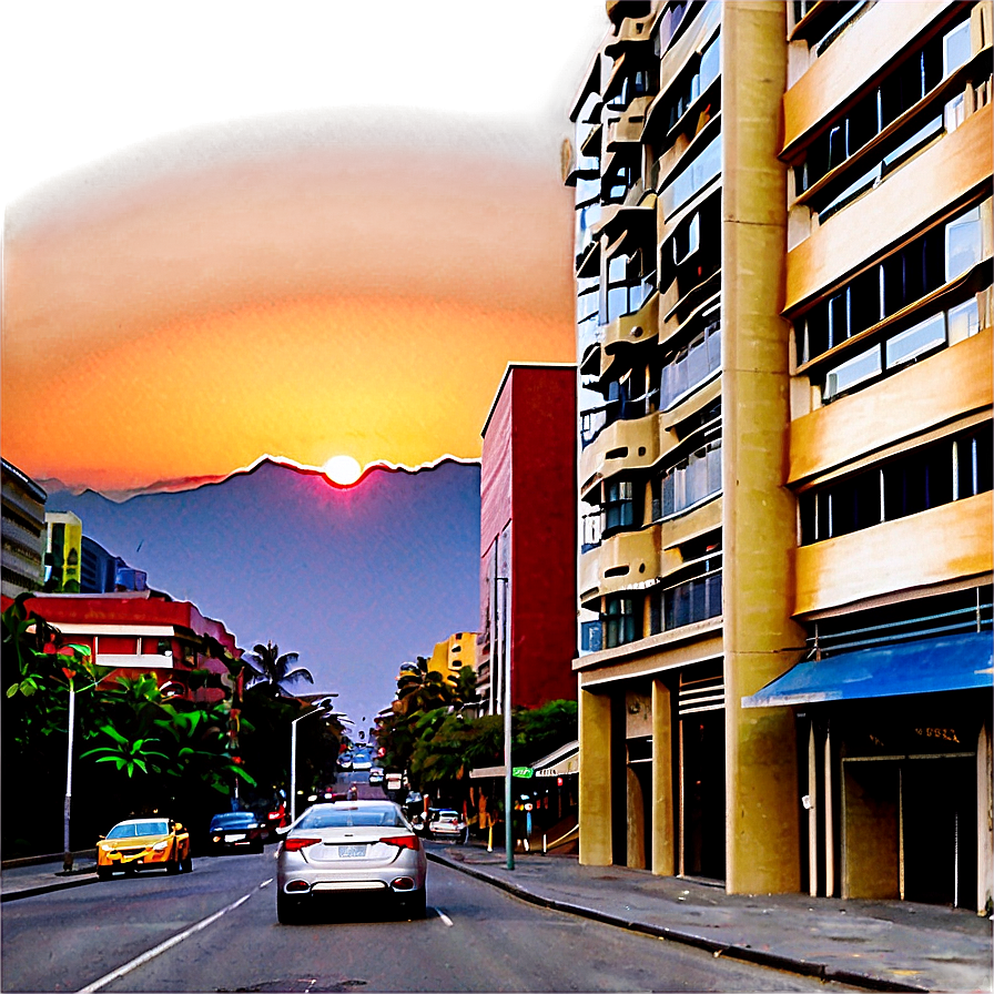 Sunset On City Street Png Htk3