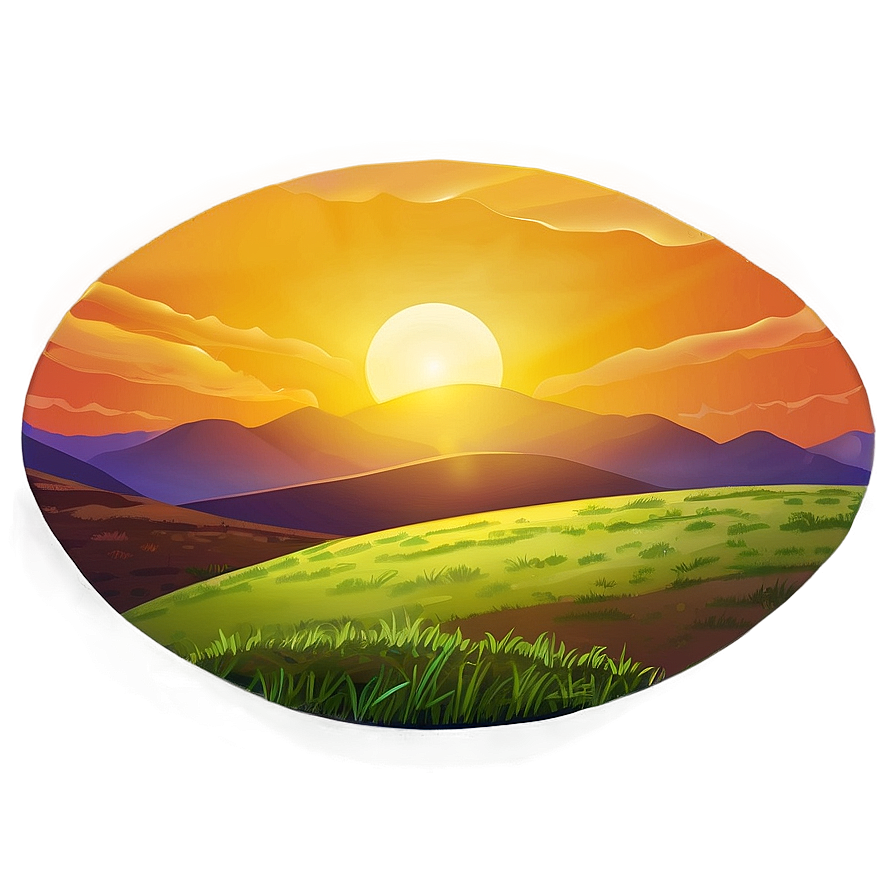 Sunset Over Hills Landscape Png 99