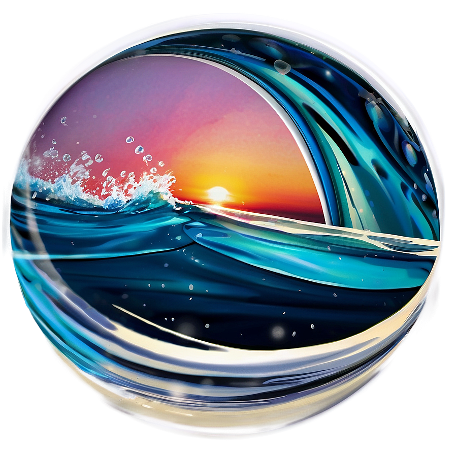 Sunset Water Waves Png Mjs92