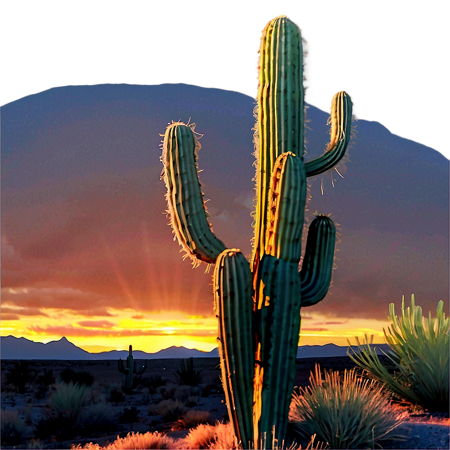 Sunset With Cactus Png 05212024