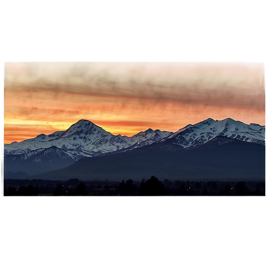 Sunset With Snow Mountains Png 96