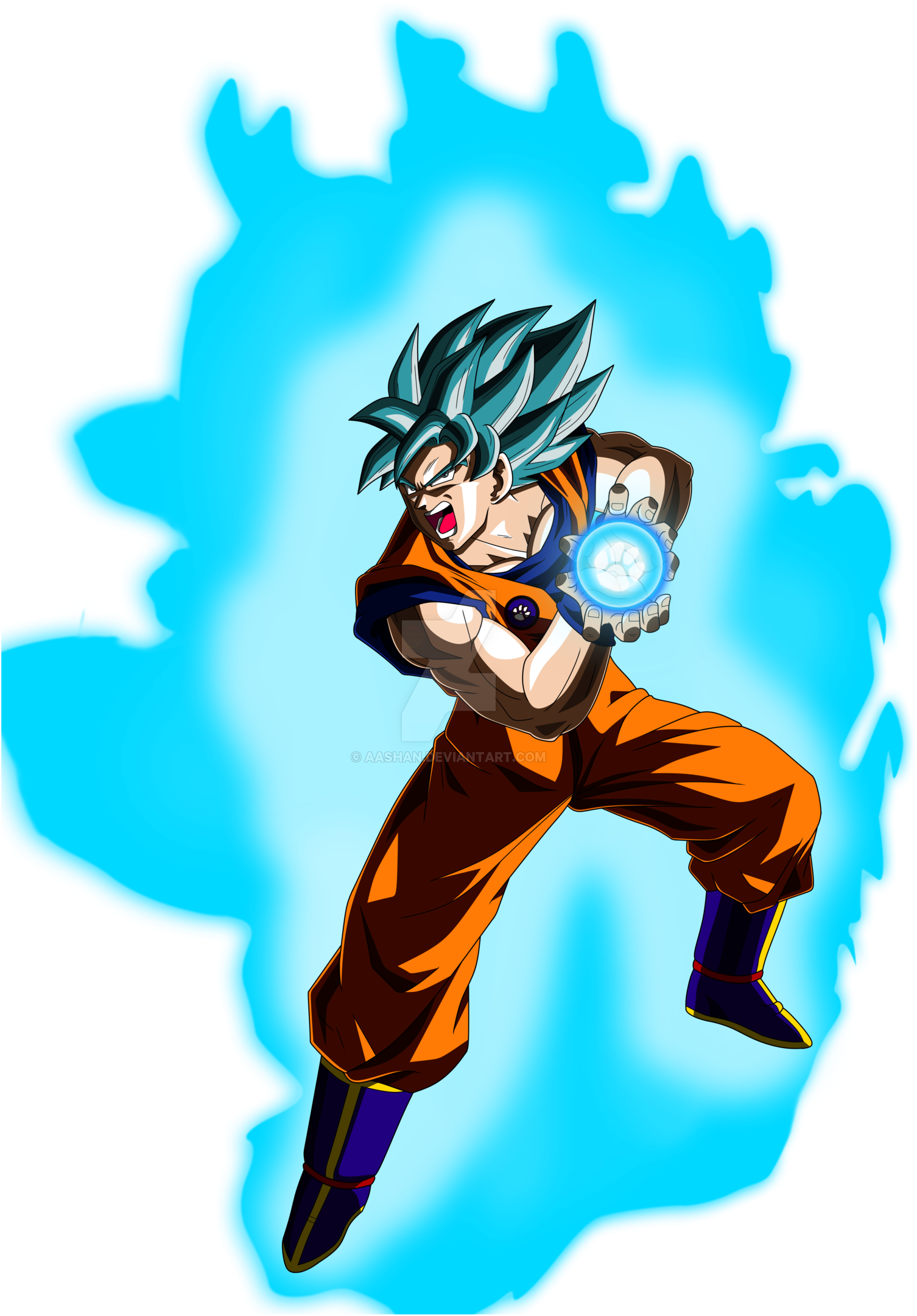 Super Saiyan Blue Goku Charging Kamehameha