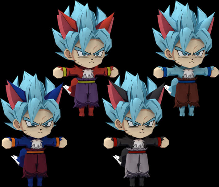 Super Saiyan Blue Vegeta Chibi Poses