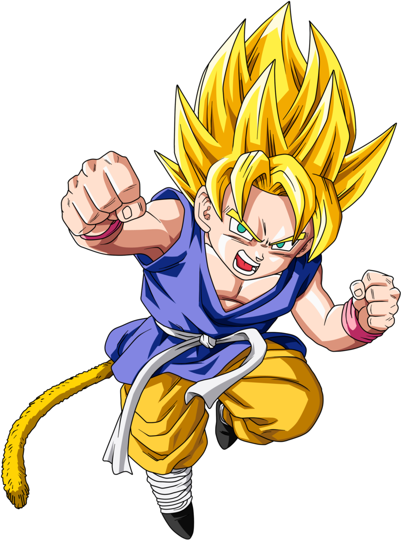 Super Saiyan Kid Goku Flying Punch