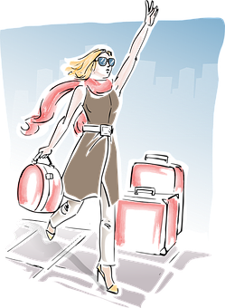 Superheroine In City Illustration