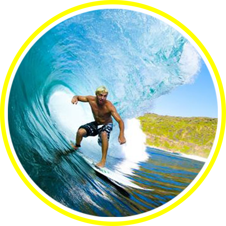 Surfer Riding Blue Wave