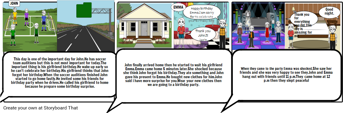 Surprise Birthday Comic Storyboard