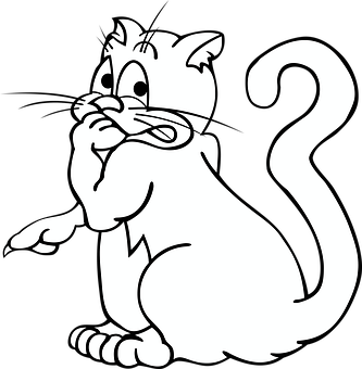 Surprised Cartoon Cat Blackand White