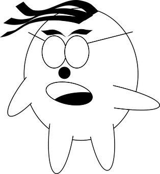 Surprised Cartoon Character Blackand White