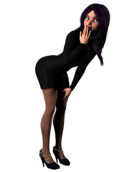 Surprised Purple Haired Girl3 D Render