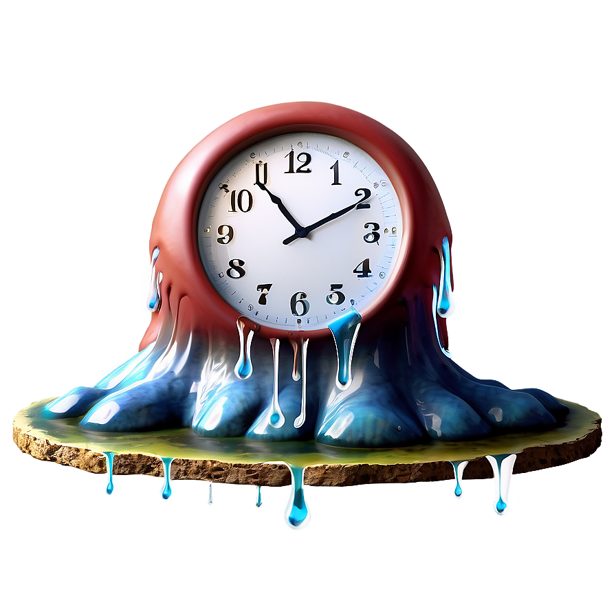 Surreal Melting Clock Landscape Png Exx94