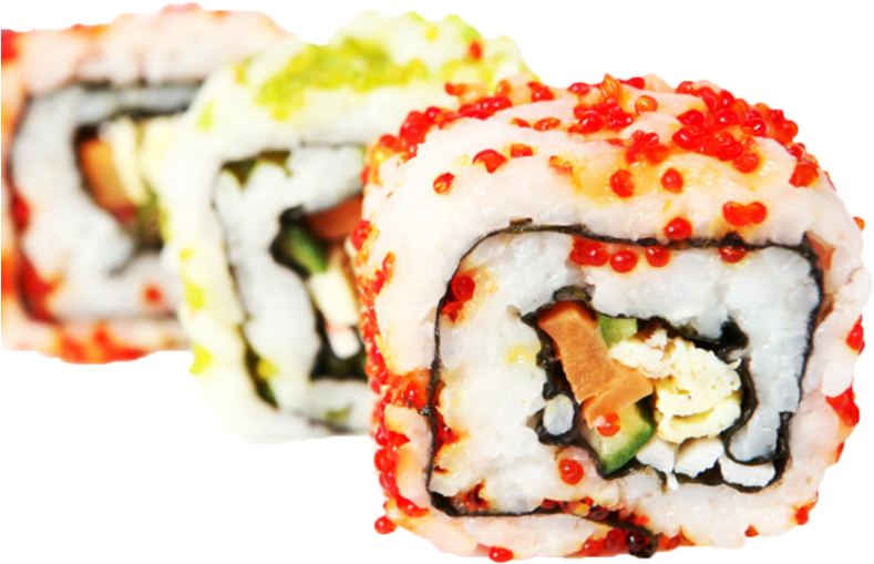 Sushi Rolls With Roe Top View