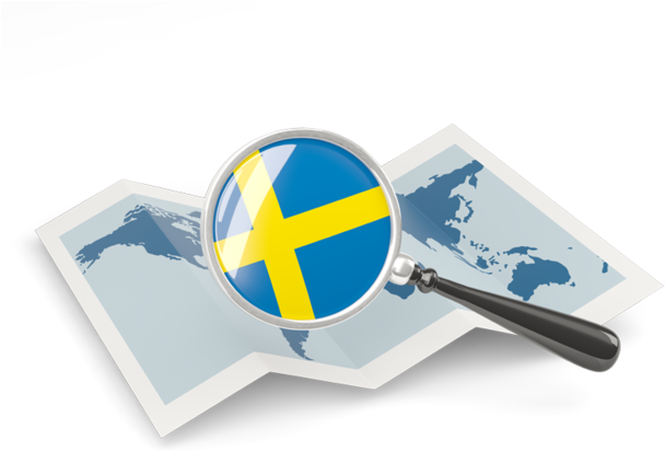 Sweden Flag Magnifying Glass Map