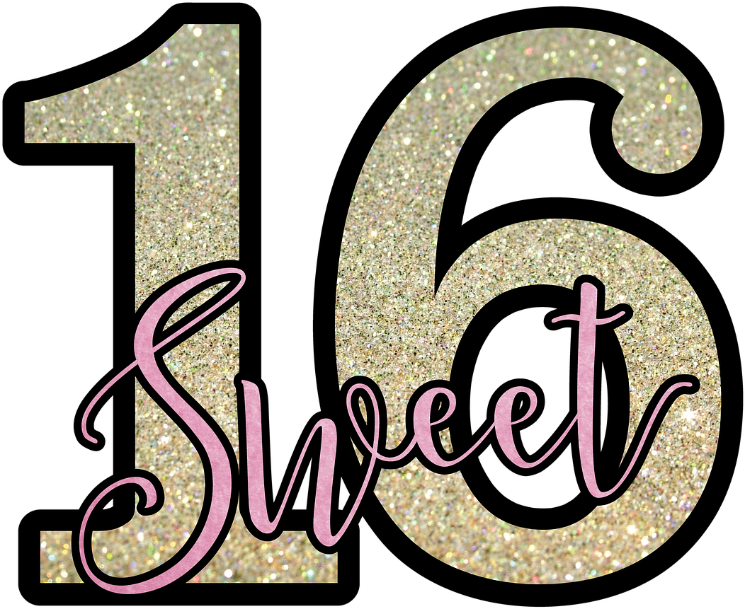 Sweet16 Glitter Text Graphic