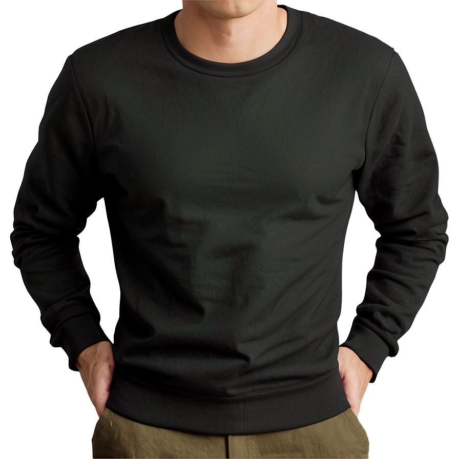 Tailored Fit Black Sweatshirt For Men Png Veh93