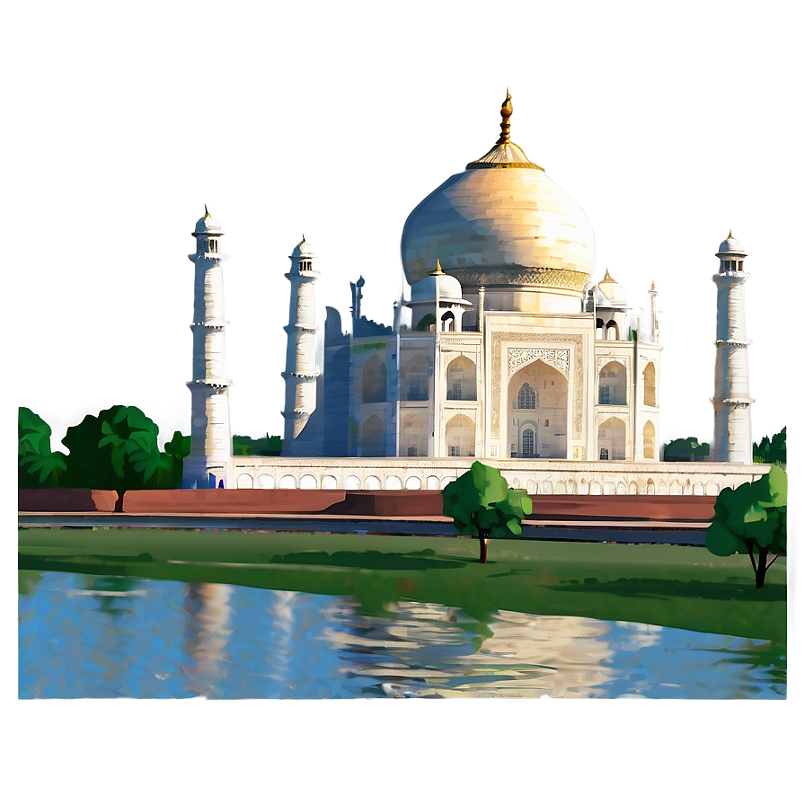 Taj Mahal And Yamuna River Png Ogq77