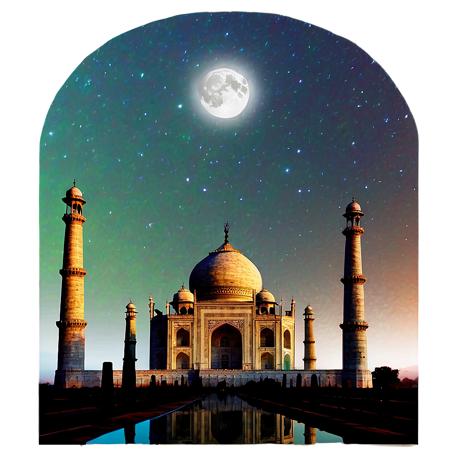 Taj Mahal Under Moonlight Png Wmt