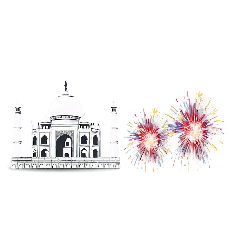 Taj Mahal With Fireworks Png 06252024