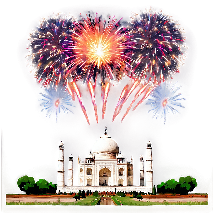 Taj Mahal With Fireworks Png 98