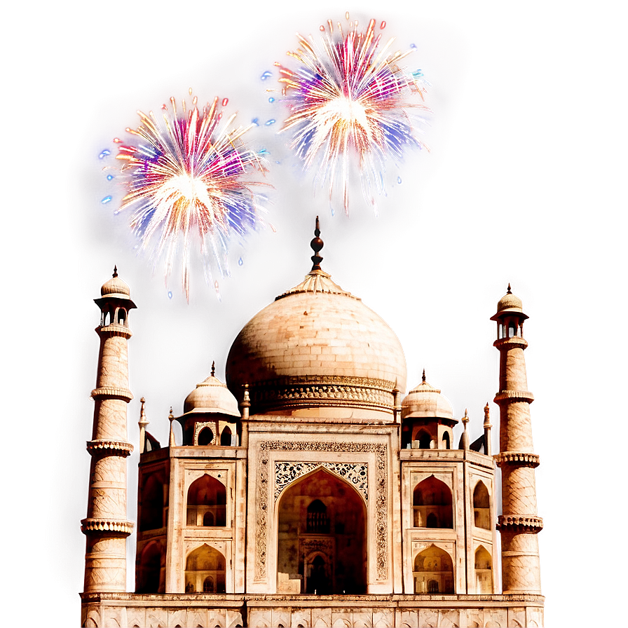 Taj Mahal With Fireworks Png Otc