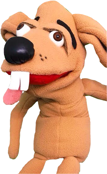 Tan Dog Puppet Sticking Out Tongue