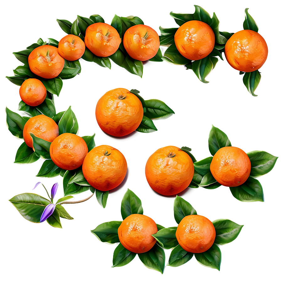 Tangerine With Flowers Png 6