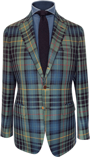 Tartan Pattern Blazerwith Blue Shirtand Tie