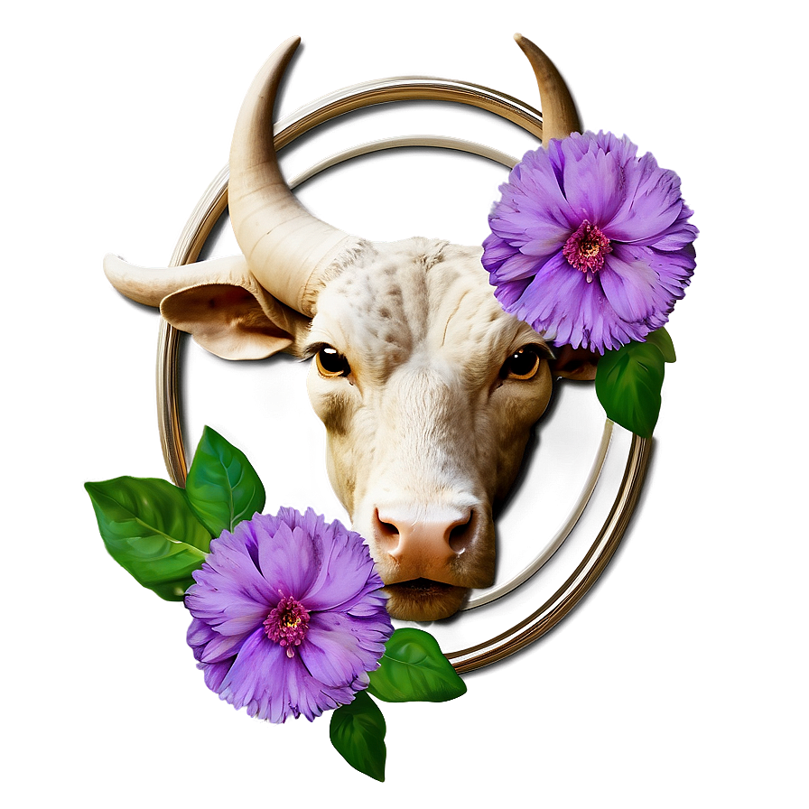 Taurus Sign With Flowers Png Iiw86