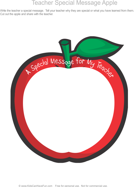 Teacher Appreciation Apple Message Template