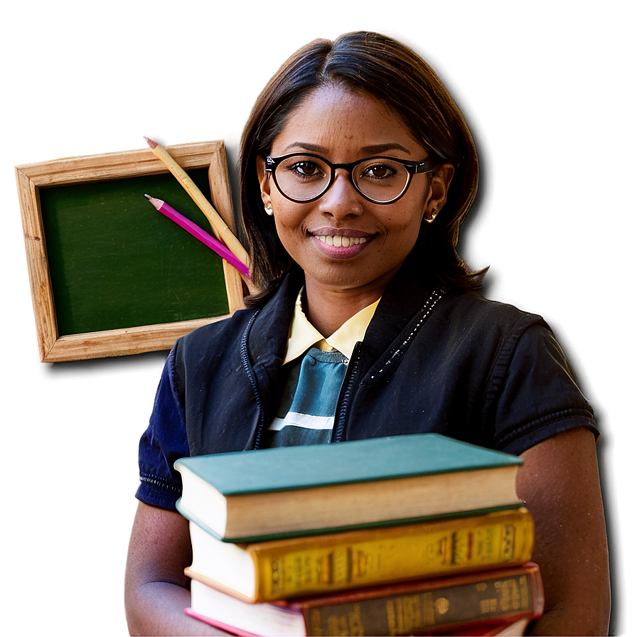 Teacher With Books Png Sll