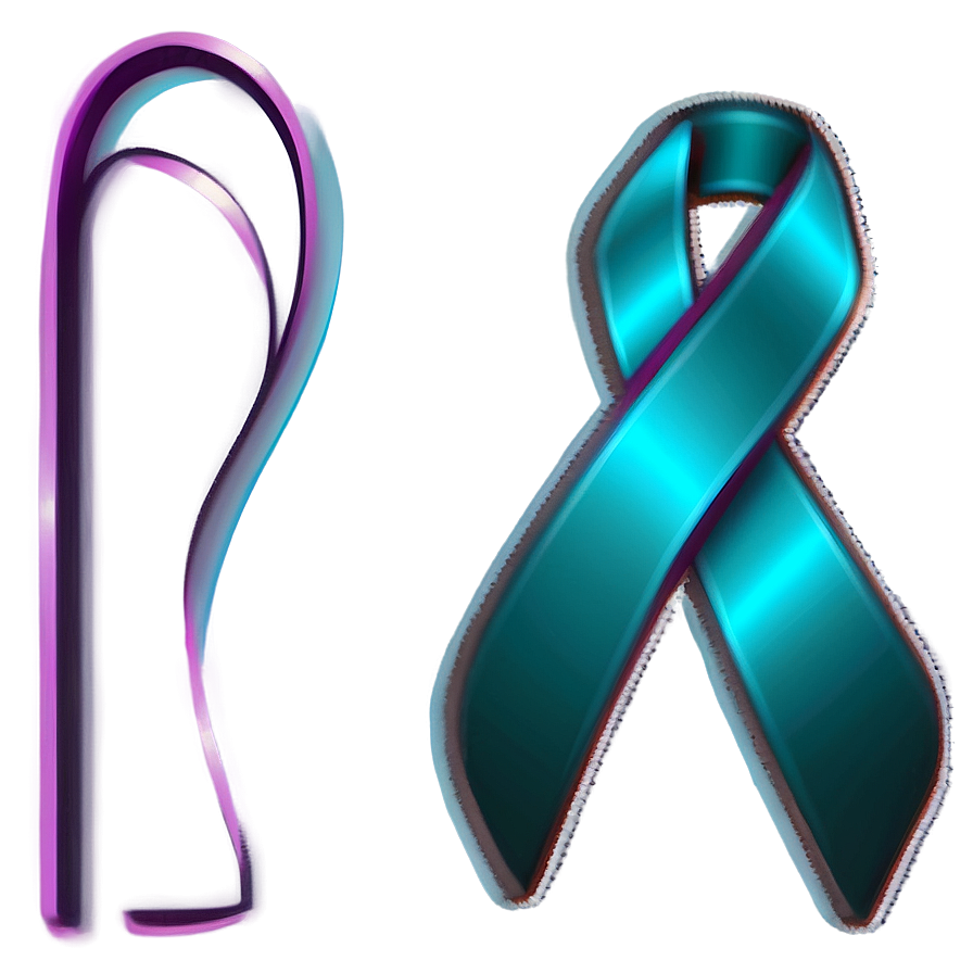 Teal Ribbon For Ovarian Cancer Support Png Jmy