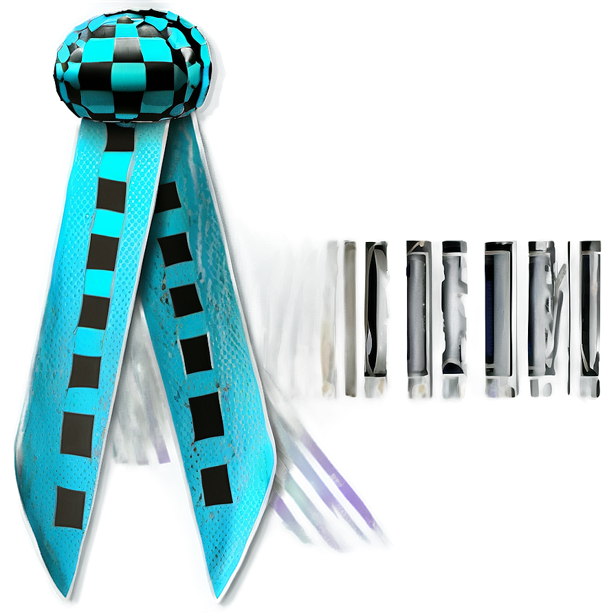 Teal Ribbon With Checkered Pattern Png 06282024