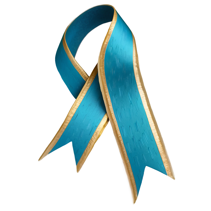 Teal Ribbon With Gold Trim Png Esi