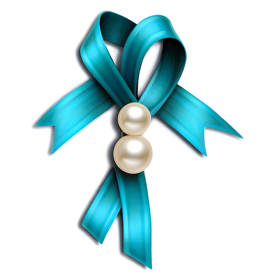 Teal Ribbon With Pearl Accents Png Msy2