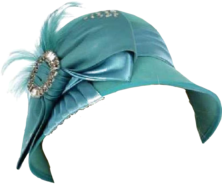 Teal Vintage Hatwith Featherand Jewel